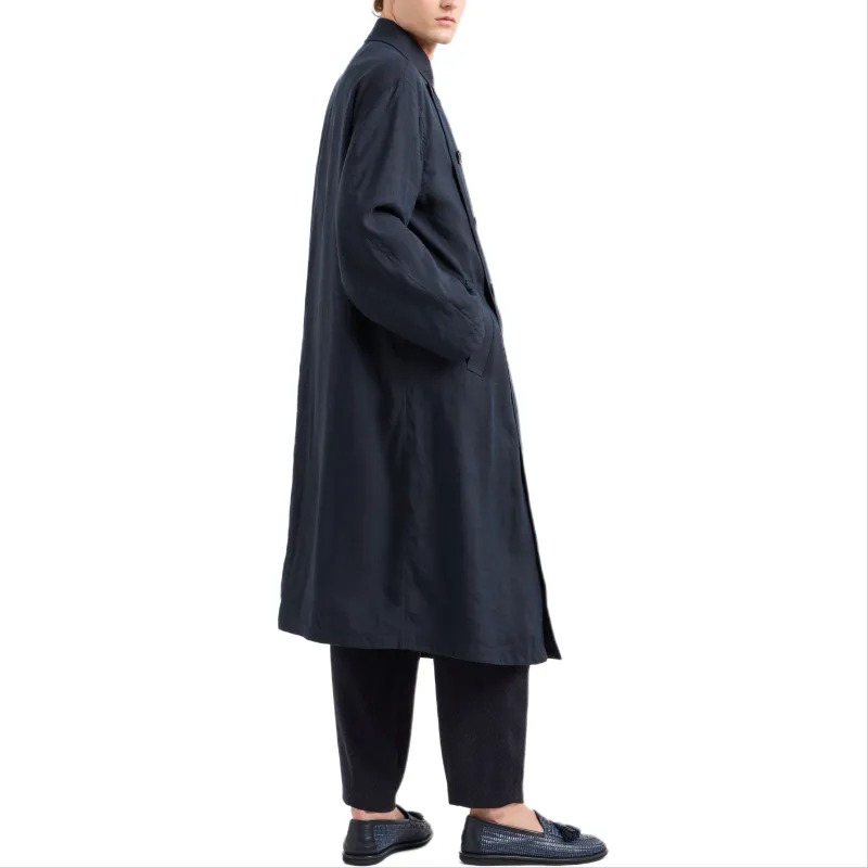 GIORGIO ARMANI Linen And Viscose Double breasted Overcoat-2