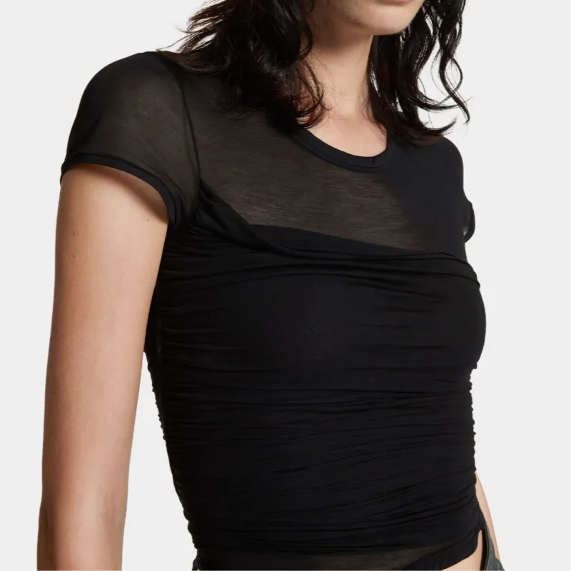 DSQUARED 2 Asymmetric Semi Sheer Short Sleeved T Shirt-4