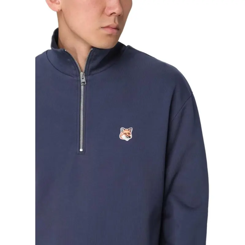 Maison Kitsune Fox Head Patch Half Zip Sweatshirt-4