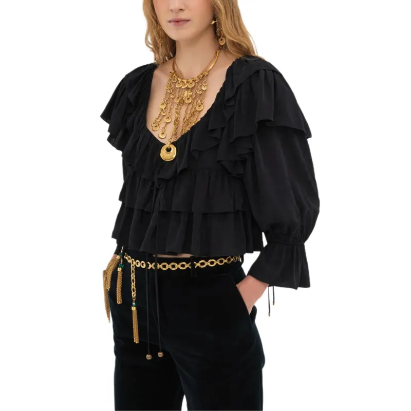 Chloé Ruffled Cropped Blouse-1