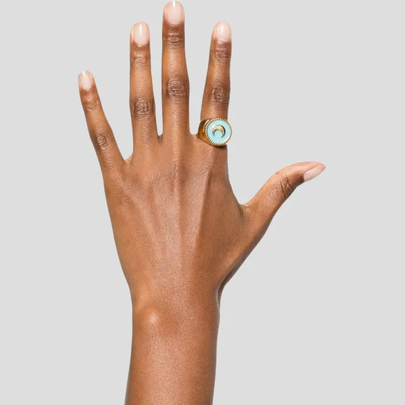 Marine Serre Enamel detail Signet Ring-3