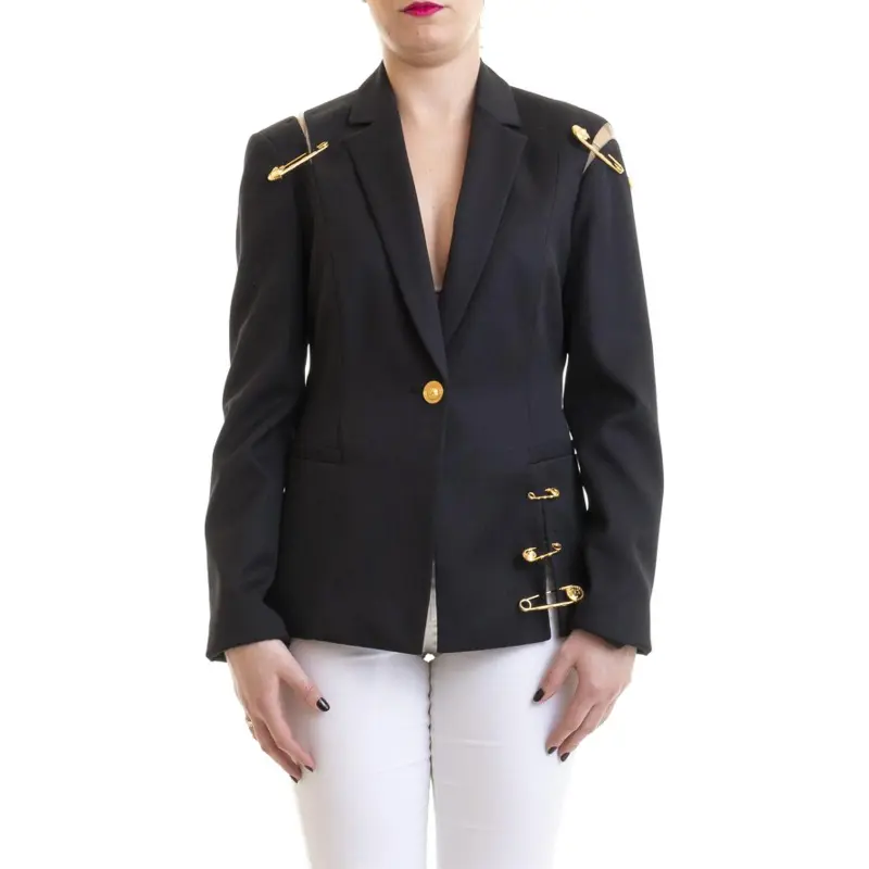 VERSACE Safety Pin Notch Lapel Blazer 'Black'-1