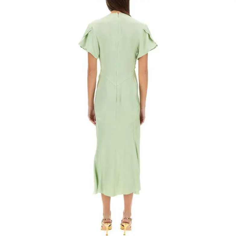 Victoria Beckham Gathered V Neck Midi Dress-1