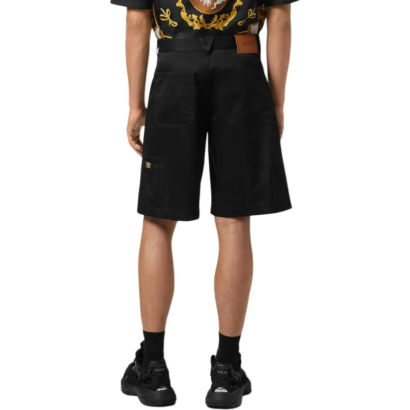 VERSACE Logo Patch Knee Length Shorts-3