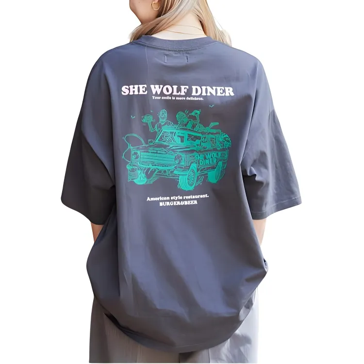 FREAK'S STORE x SHE WOLF DINER T Shirt Unisex Charcoal Gray-1