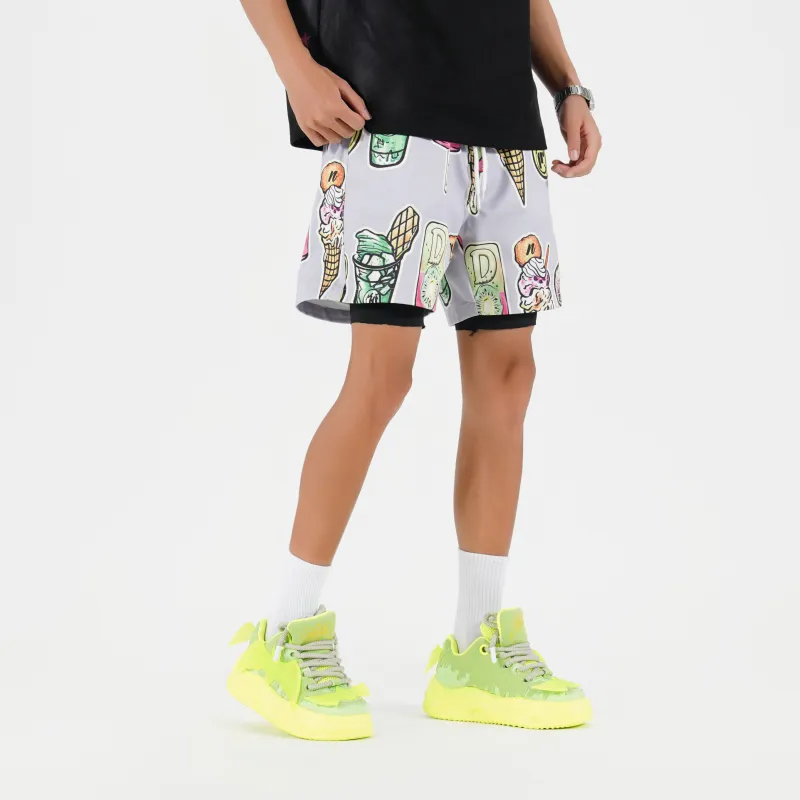DNBH Dual Tone Collection Leopard Print Collection Casual Shorts Unisex-24