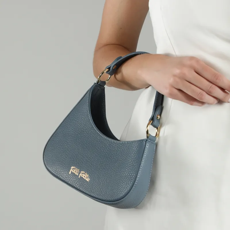 Folli Follie Leather One Shoulder Handbag Mini Unisex Light Blue-4