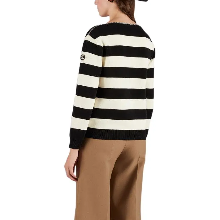 GUCCI Zip neck Striped Jumper-2