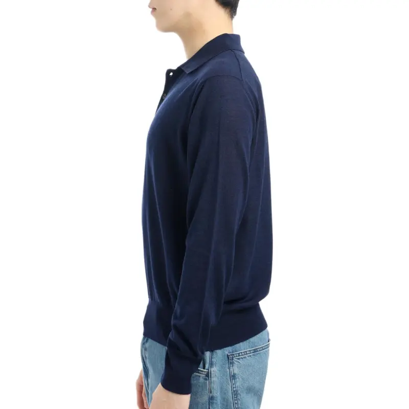 Ami Long Sleeved Knitted Polo Shirt-3