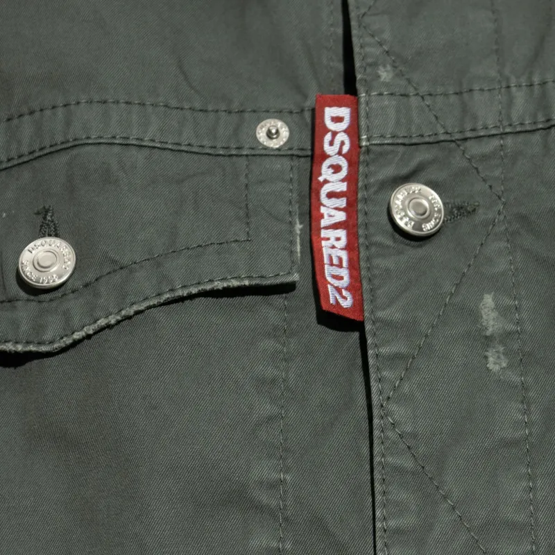 DSQUARED 2 Button Up Distressed Belted Overshirt-4