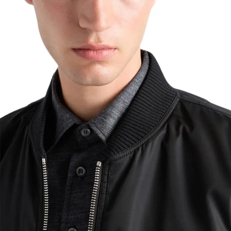 PRADA Triangle Logo Zipped Bomber Jacket-4