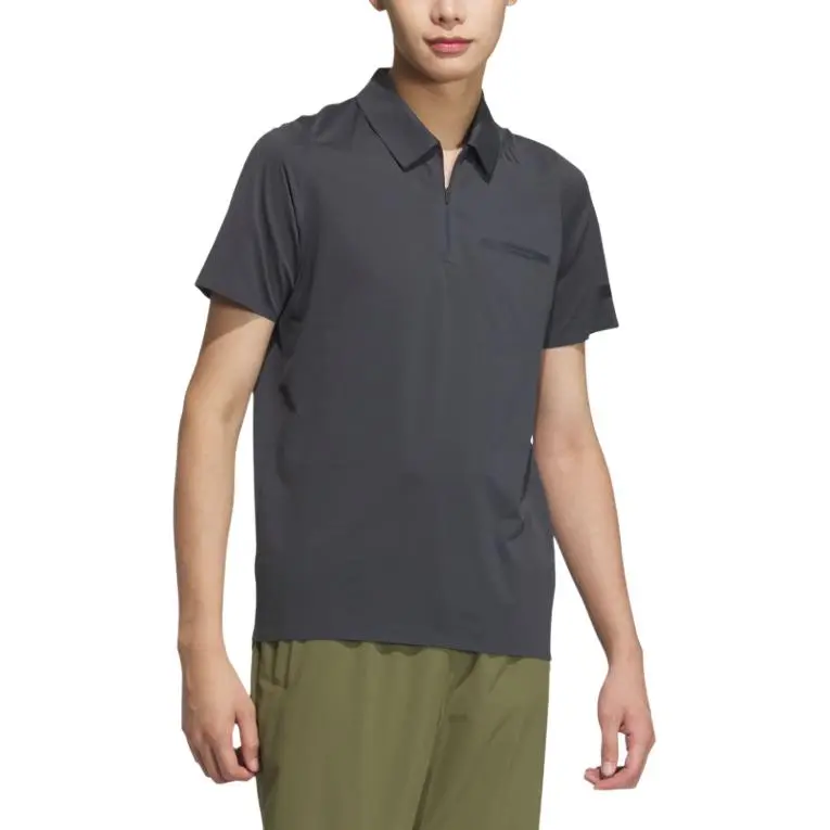 Adidas SS25 Polo Shirt Men's Dark Heather Gray-2