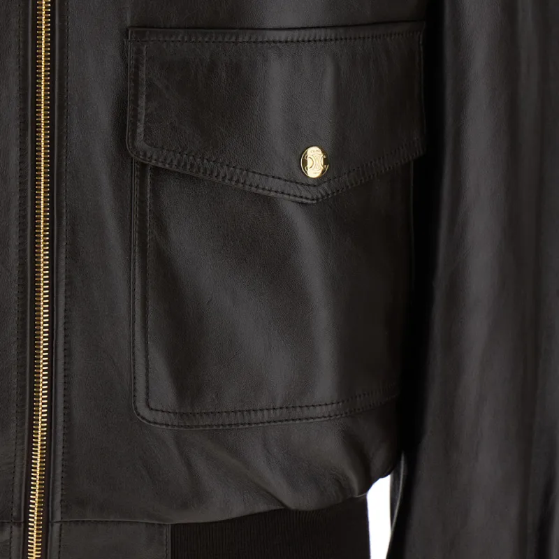 CELINE Aviator Blouson Jacket In Soft Lambskin-3