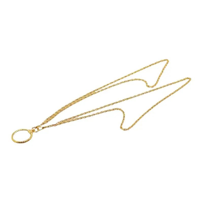 CHANEL 1980 1990 Plated Double Chain Loupe Magnifying Glass Pendant Necklace Costume Necklace-1