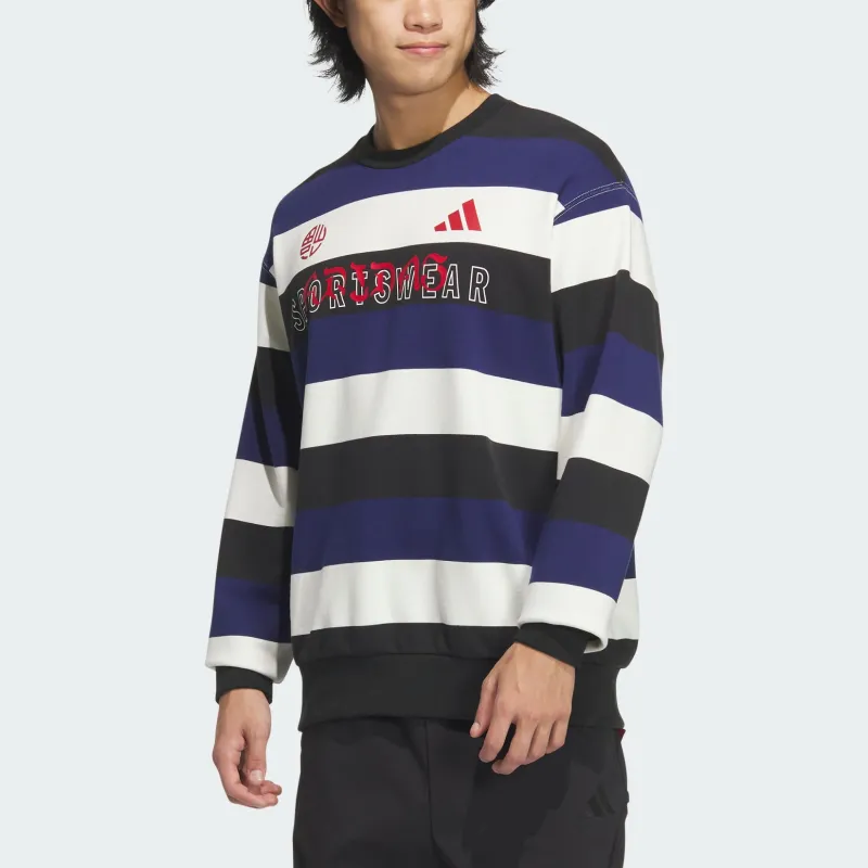 Adidas Sweatshirt Men's Black/Dark Blue/Jade White-5