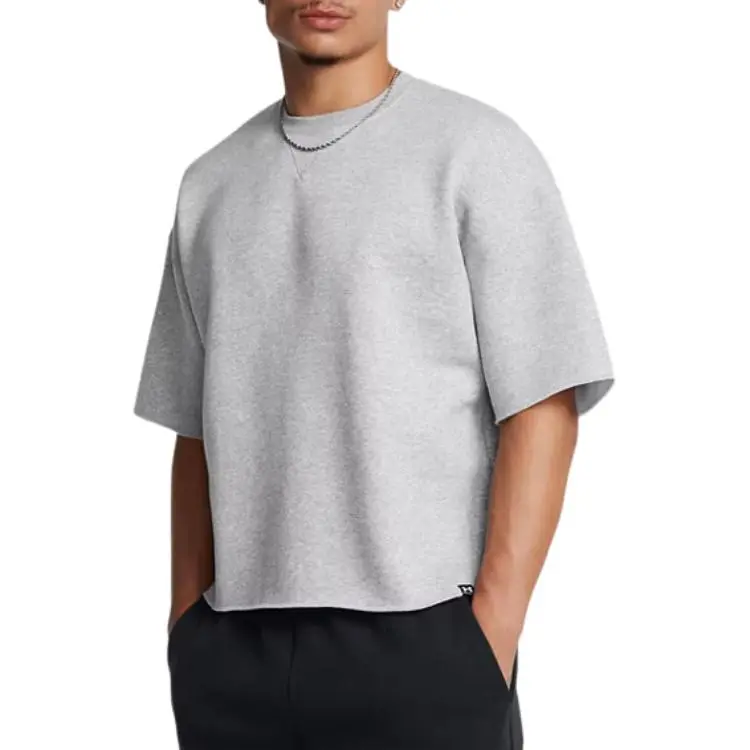 Under Armour Icon FW24 T Shirt Men's Modern Gray Light Heather Flower-2