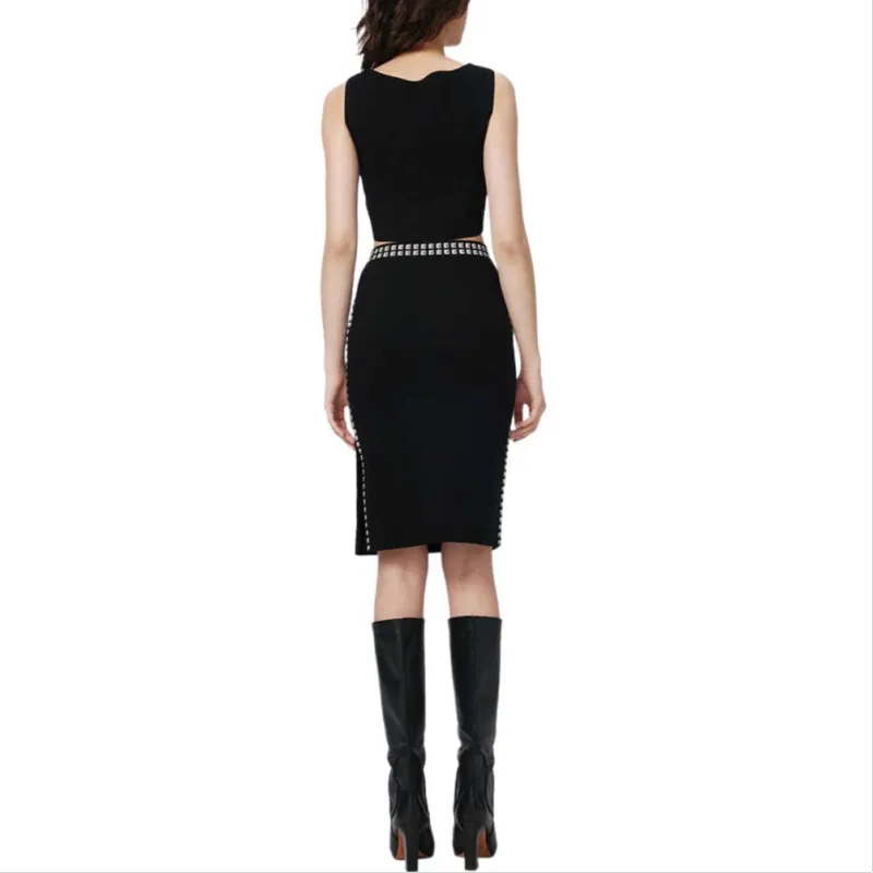 DVF Diane Von Furstenberg FW24 Knit Long Skirts Women's Black-3