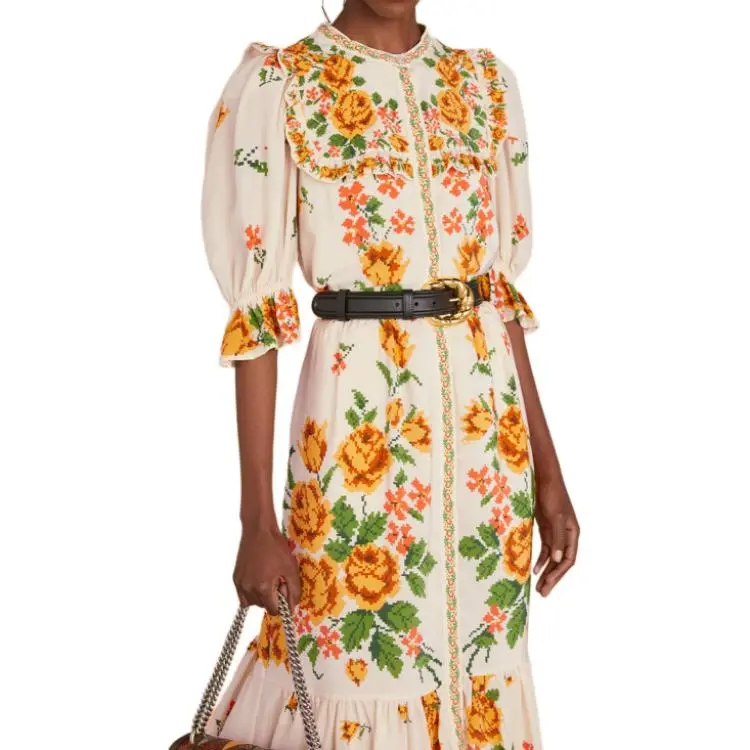 GUCCI SS23 Short-Sleeved Dresses Women's Cream-4
