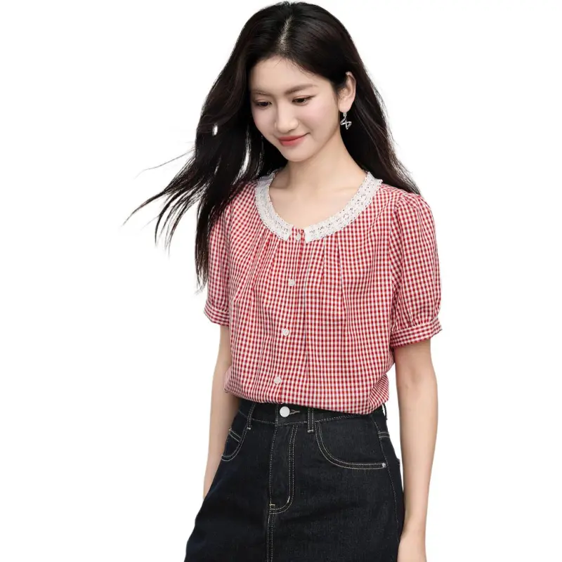 Flowers In Water Short Sleeved Shirt Women's-3