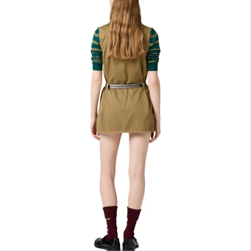 MIU MIU Garment dyed Cotton Mini Dress-3