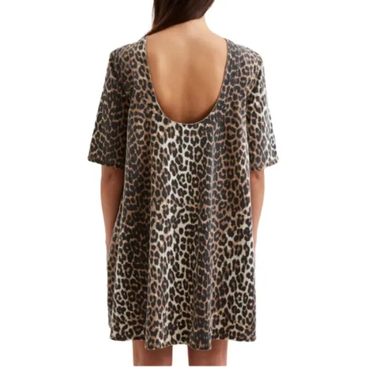GANNI Leopard Printed Open Back Mini Dress-4
