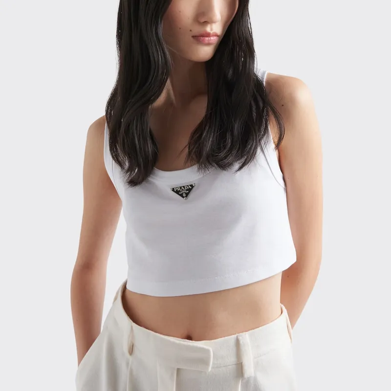 PRADA Triangle logo Crop Top-3