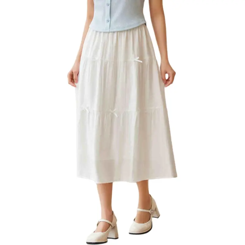 Love To Serve Casual Long Skirt Women's White-3