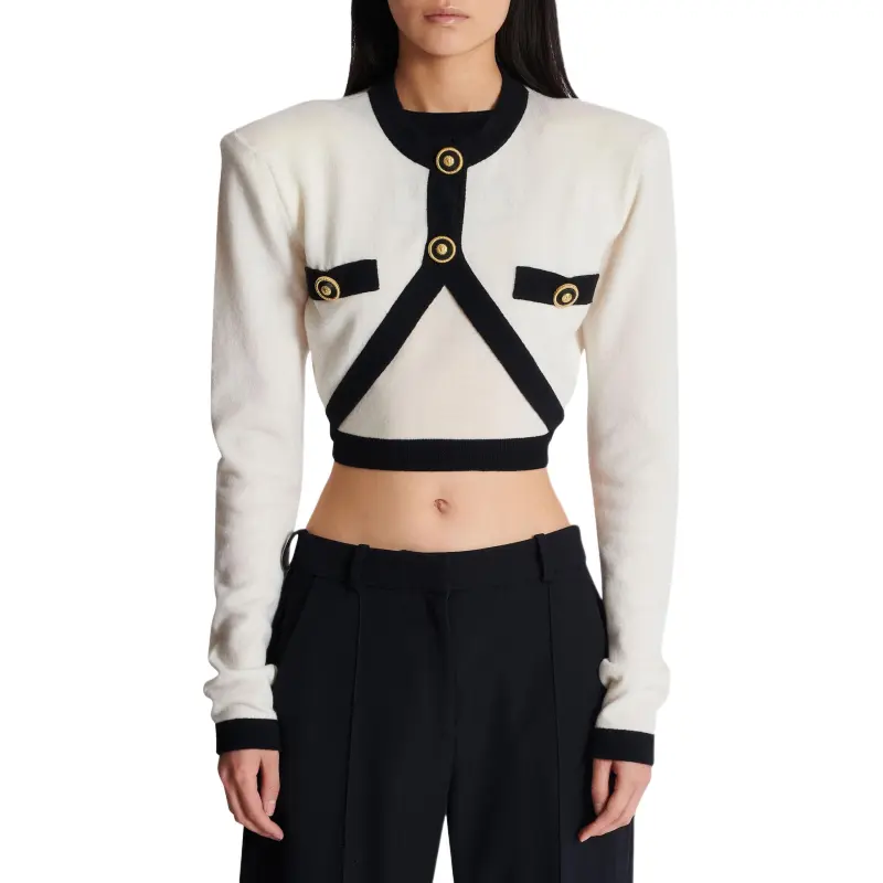 BALMAIN Cropped Knit Cardigan-4