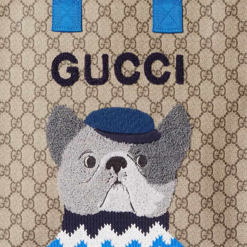 GUCCI GG Supreme Canvas Tote Bag Shopping Bag Handbag Kids' Beige & Ebony-7