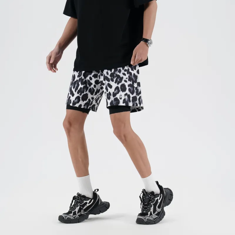 DNBH Dual Tone Collection Leopard Print Collection Casual Shorts Unisex-30