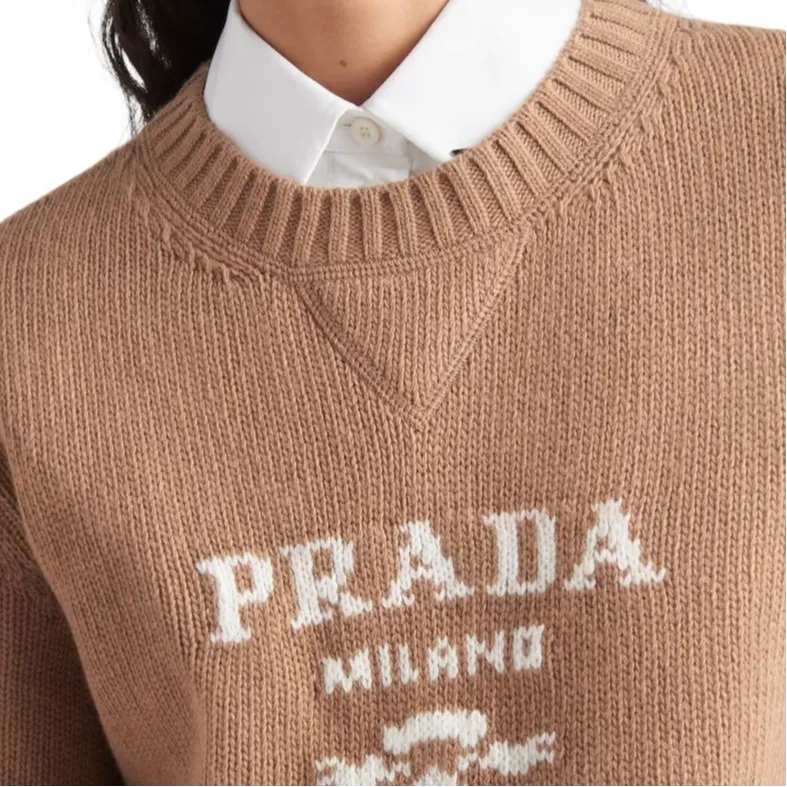 PRADA Logo-intarsia Cashmere-wool Jumper-3