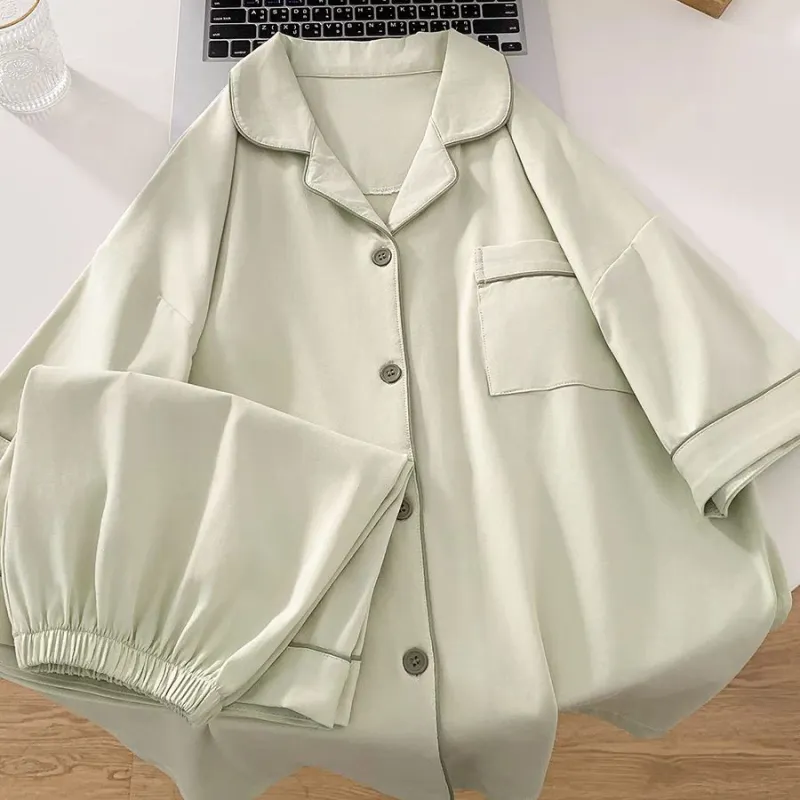 WANANNI Pajama Set Women's Cream Green-1