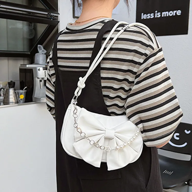 Dusen Kangaroo PU Shoulder Bag Regular Women's Pink/White/Black-7