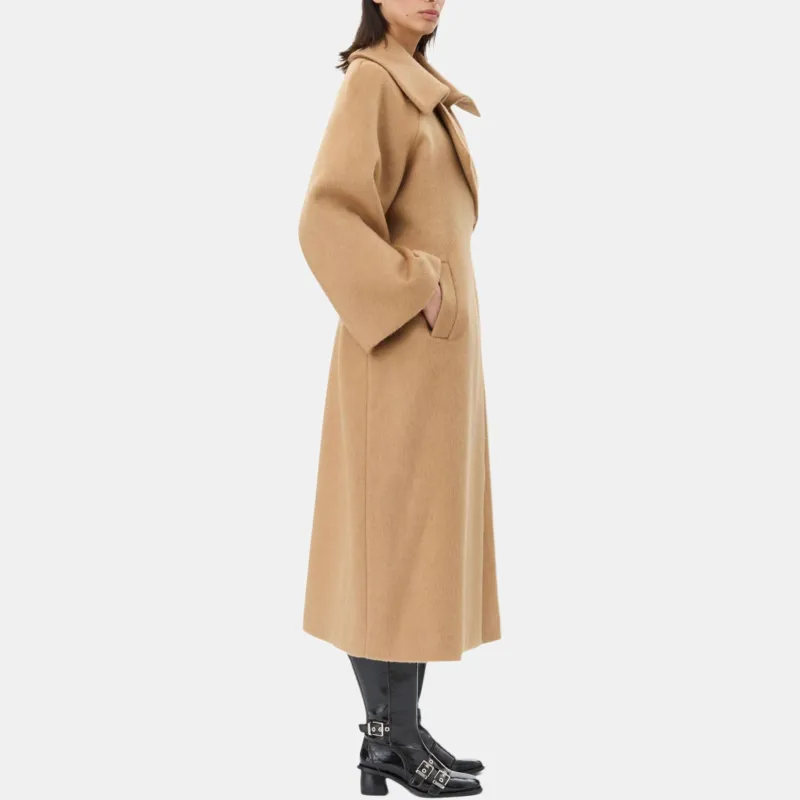 GANNI Belted Waist Long Coat-4