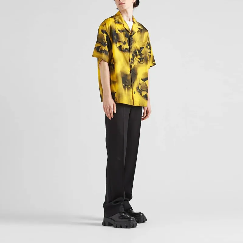 PRADA Pre Owned PRADA Abstract Fox Print Short Sleeve Bowling Shirt From The Closet Of Pusha T-1