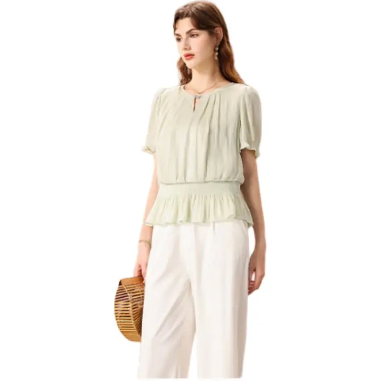 FENHONGMALI Shirt Women's Light Green-5
