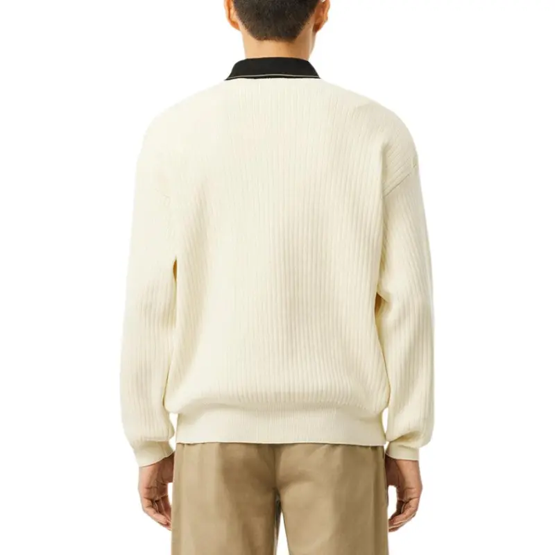 LACOSTE Ribbed-knit Polo Shirt-3