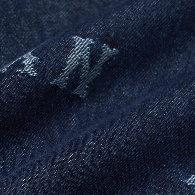 MLB Classic Monogram New York Yankees Denim Jacket Women's Marine Blue-4