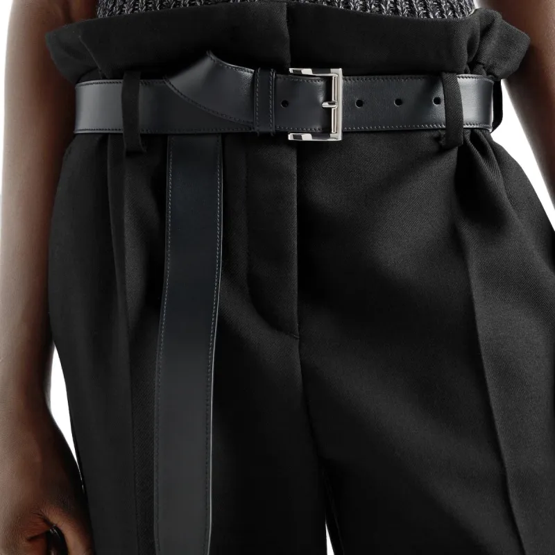 PRADA Belted Pleated Trousers-5