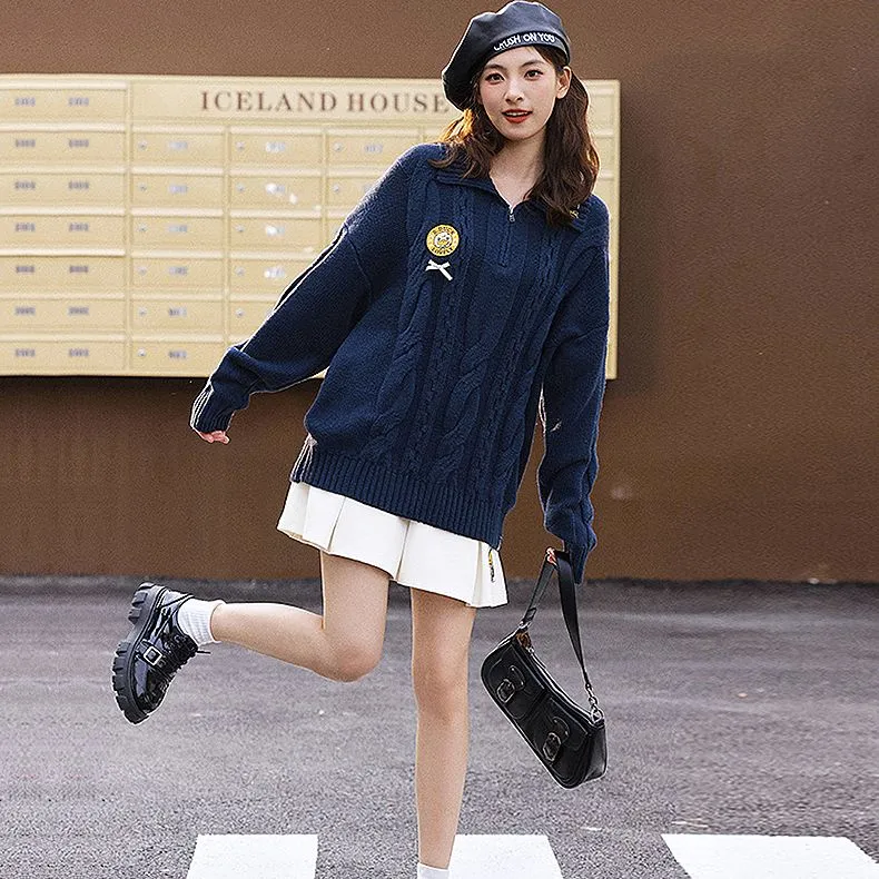 B.Duck Sweater Women's Navy Blue-3