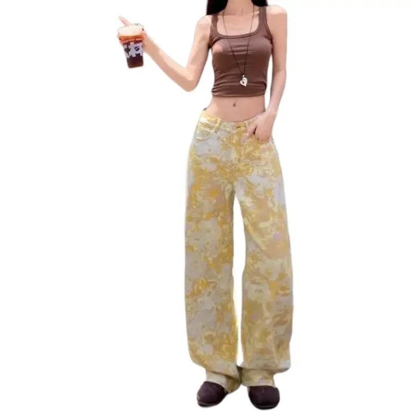Concubine Zhu Jeans Women's Yellow Golden Floral-2