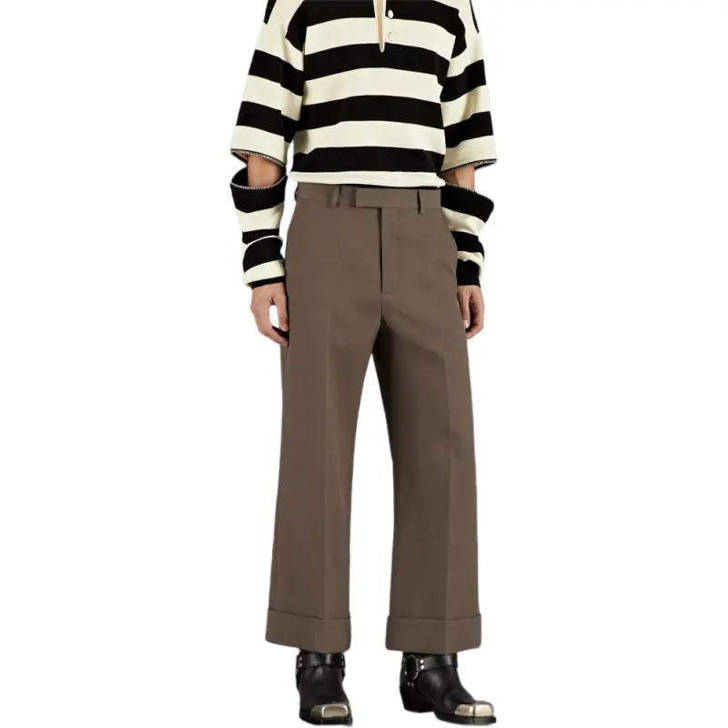 GUCCI Wide Leg Gabardine Trousers-1