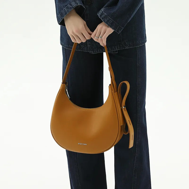 STAR TOWN Cow Leather With Microfiber Synthetic Leather Crossbody Bag, Shoulder Bag Tubas Unisex Caramel Brown-4