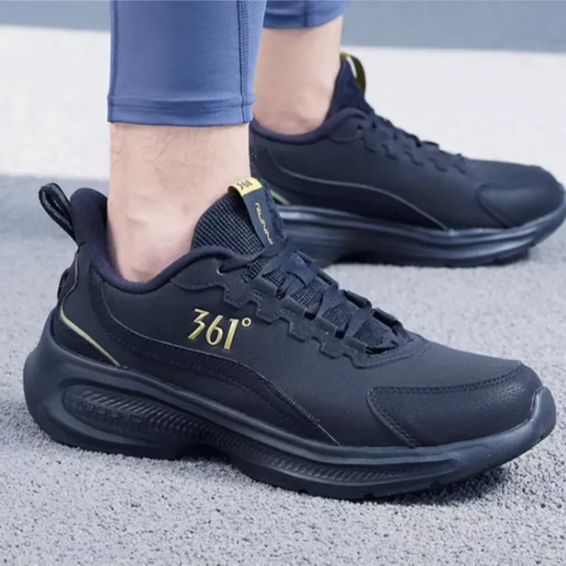 361° Cushioning Wear-Resistant Low-Top Running Shoes Men's Black Gold-1