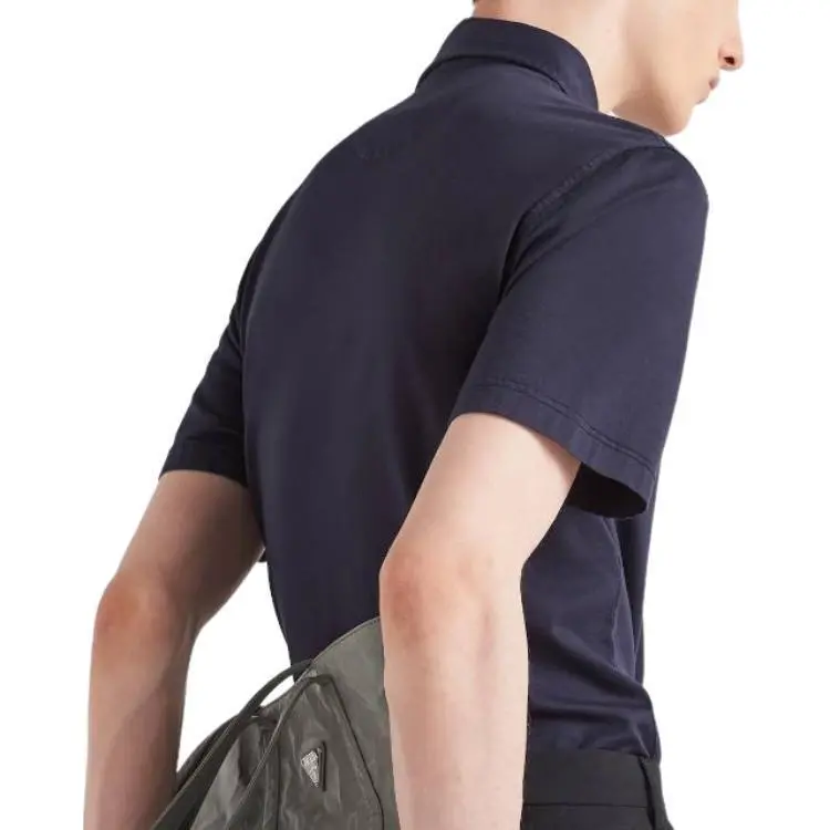 PRADA Triangle logo Cotton Polo Shirt-5