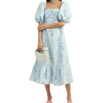 Self portrait SS22 Short Sleeved Dresses Women's Blue