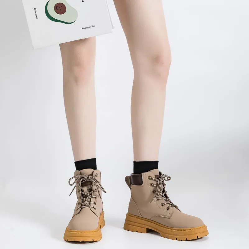 Warrior Warrior Short Martin Boot Women's Milk Tea Beige-8