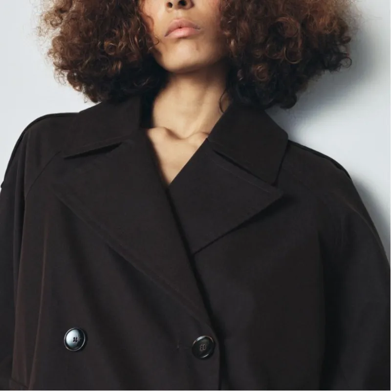 ZARA ZW Series Trench Coat Women's Chocolate-5