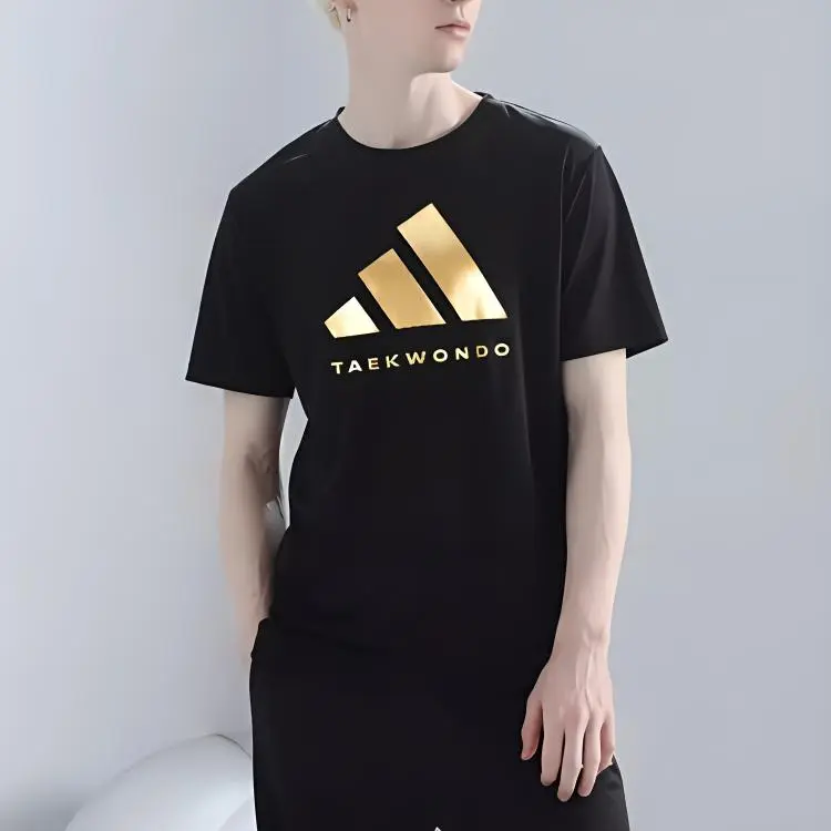 Adidas T Shirt Unisex Black Gold-5