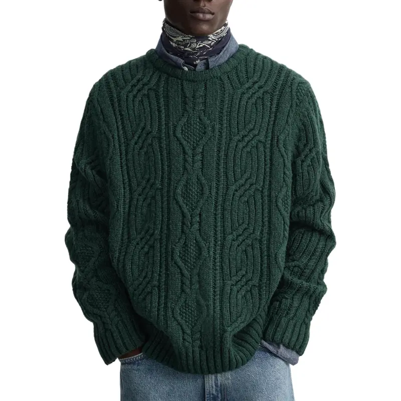ZARA Sweaters Men Green-4